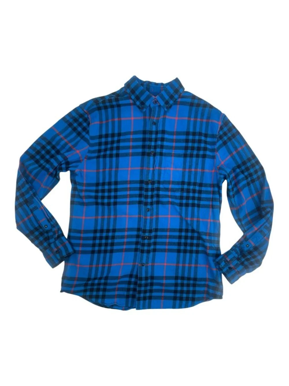 Banana Republic Shirt Medium Blue Plaid Organic Cotton Untucked Flannel Preppy